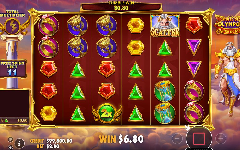Free Spins-läget där TOTAL MULTIPLIER räknas upp under rundan