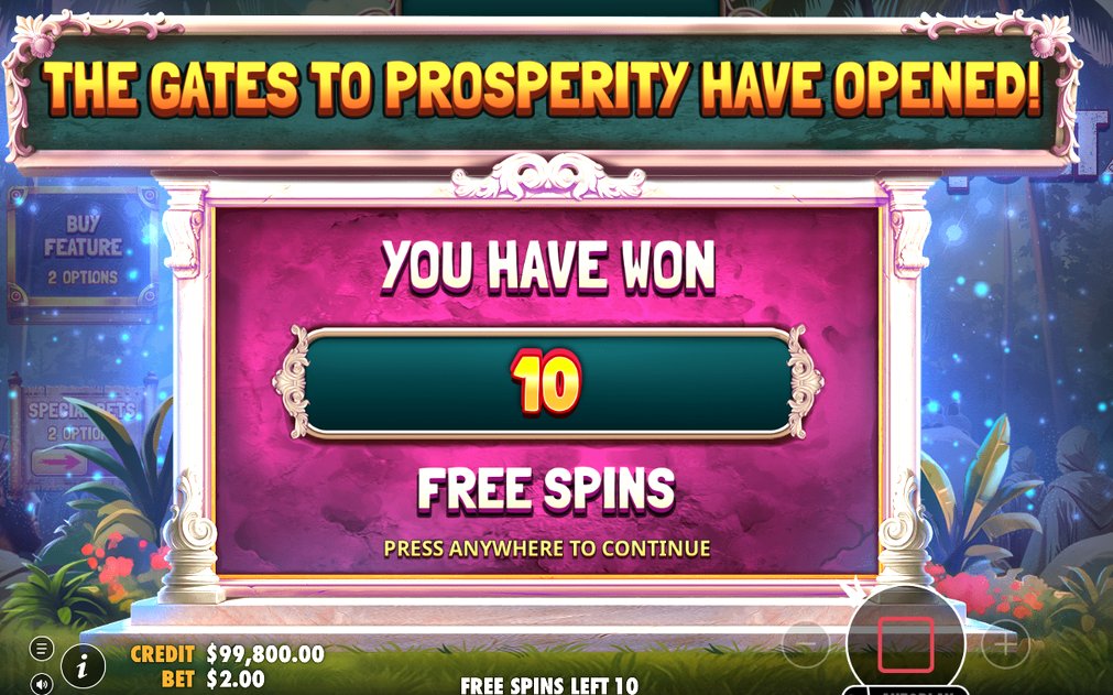 Bonusläget Free Spins med SCATTER-symboler som utlöser rundan.