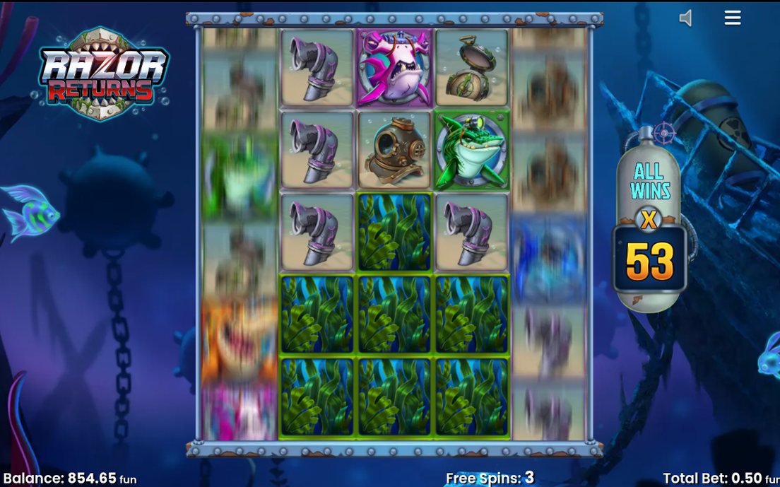 Free Spins-läget med aktuell totalmultiplikator